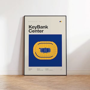 Buffalo Sabres Poster, KeyBank Center Stadium Print, Mid Century Modern Hockey Poster, Sports Bedroom Posters, Minimalist Office Wall Art