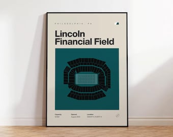 Philadelphia Eagles Poster, Lincoln Financial Field Stadium Print, Mid Century Modern Football Art, Bedroom Art, Minimalist Office Wall Art