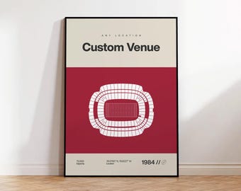 Custom Sports Venue Poster, Any Team or College Stadium Print, Mid Century Modern Poster, Sports Bedroom Posters, Minimalist Office Wall Art