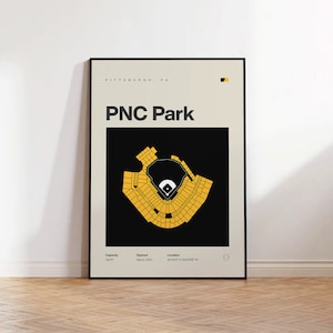 ピッツバーグ パイレーツ ポスター、PNC パーク スタジアム プリント、ミッドセンチュリー モダン ベースボール ポスター、スポーツ ベッドルーム ポスター、ミニマリスト オフィス ウォール アート