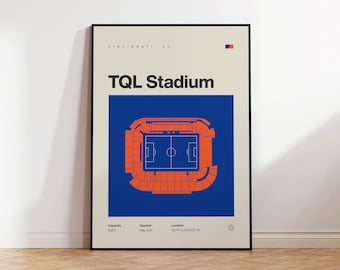 FC Cincinnati Poster, TQL Stadium Print, Mid Century Modern Soccer Poster, Football Bedroom Posters, Minimalist Office Wall Art