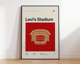 San Francisco 49ers Poster, Levi's Stadium Print, Mid Century Modern Football Poster, Sports Bedroom Posters, Minimalist Office Wall Art