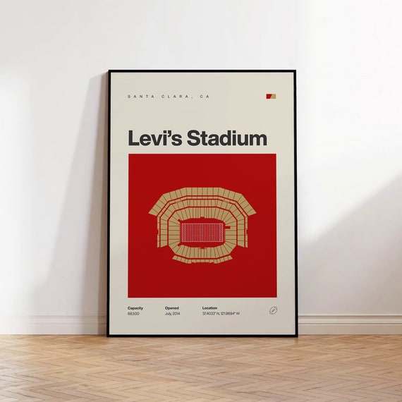 San Francisco 49ers Poster, Levi's Stadium Print, Mid Century Modern Football Poster, Sports Bedroom Posters, Minimalist Office Wall Art