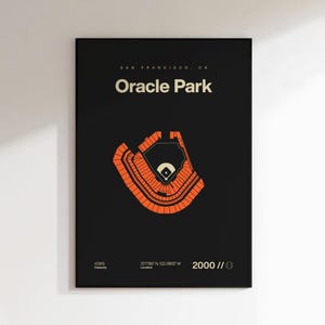 San Francisco Giants Poster, Oracle Park Baseball Stadium Print, Mid Century Modern Sports Wall Art (Digital Download)