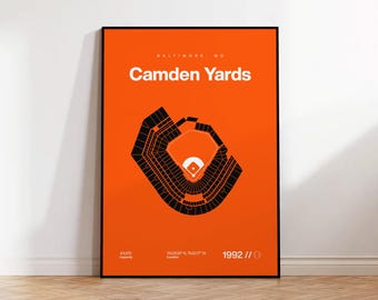 Baltimore Orioles Poster, Camden Yards Stadium Print, Mid Century Modern Baseball Poster, Sports Bedroom Posters, Minimalist Office Wall Art