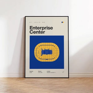 St. Louis Blues Poster, Enterprise Center Stadium Print, Mid Century Modern Hockey Poster, Sport Bedroom Posters, Minimalist Office Wall Art