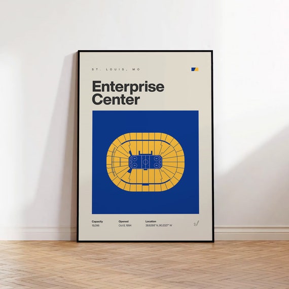 St. Louis Blues Poster, Enterprise Center Stadium Print, Mid Century Modern Hockey Poster, Sport Bedroom Posters, Minimalist Office Wall Art