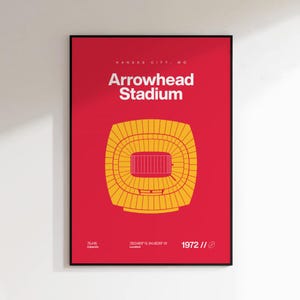 Kansas City Chiefs Poster, Arrowhead Stadium Print, Mid Century Modern Football Poster, Sports Bedroom Posters, Minimalist Office Wall Art
