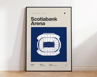 Toronto Maple Leafs Poster, Scotiabank Arena Stadium Print, Mid Century Modern Hockey Poster, Sports Bedroom Art, Minimalist Office Wall Art
