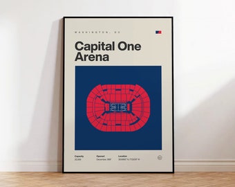 Washington Wizards Poster, Capital One Arena Print, Mid Century Modern Basketball Poster, Sports Bedroom Posters, Minimalist Office Wall Art
