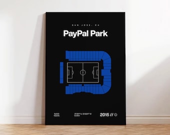 San Jose Earthquakes Poster, PayPal Park Stadium Print, Mid Century Modern Soccer Poster, Sports Bedroom Poster, Minimalist Office Wall Art