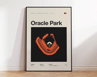 San Francisco Giants Poster, Oracle Park Stadium Print, Mid Century Modern Baseball Poster, Sport Bedroom Decor, Minimalist Office Wall Art