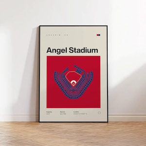 LA Angels Poster, Los Angeles Angel Stadium Print, Mid Century Modern Baseball Poster, Baseball Fan Gift, Sports Bedroom Posters