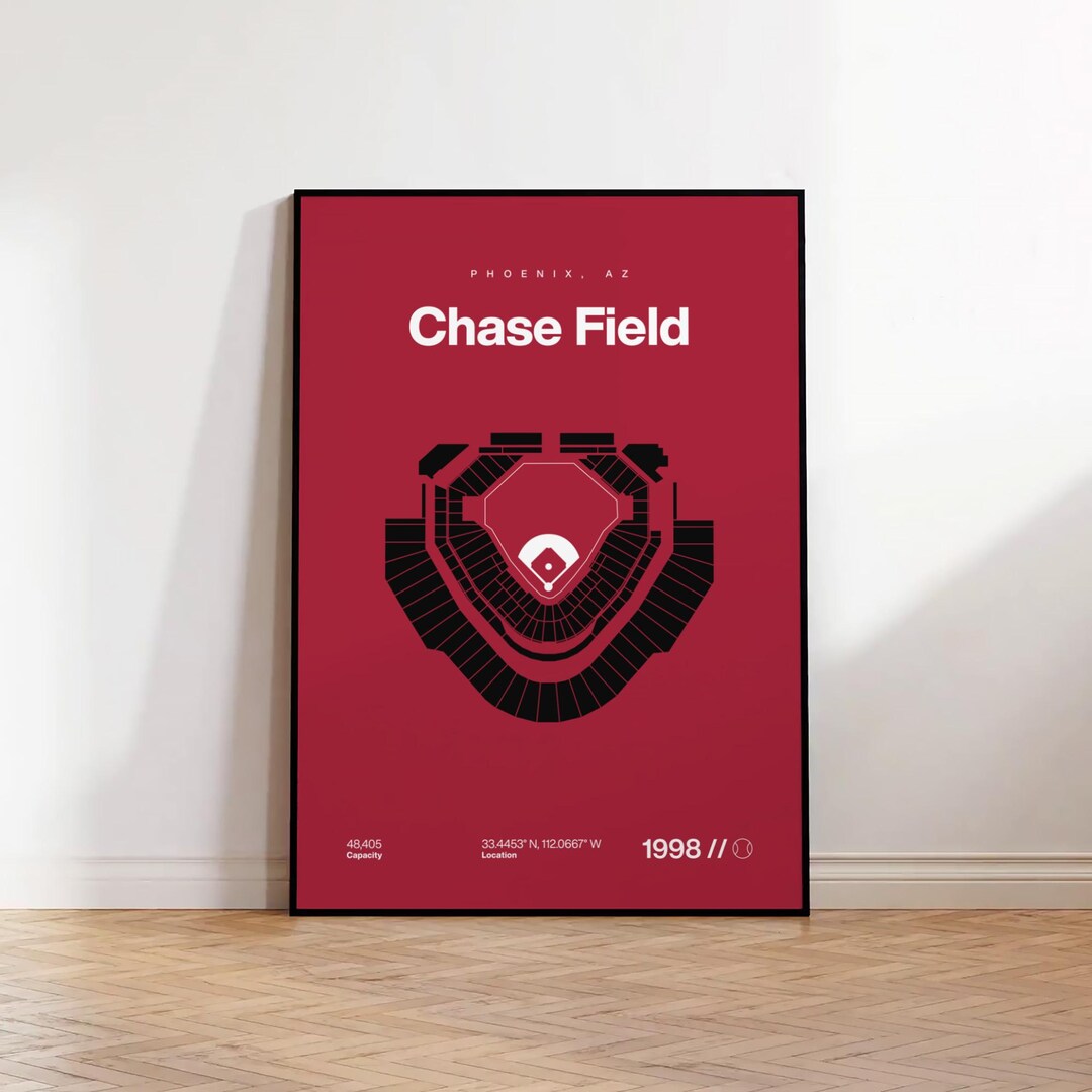 Arizona Diamondbacks Poster, Chase Field Stadium Print, Mid Century ...