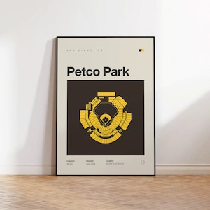 San Diego Padres Poster, Petco Park Stadium Print, Mid Century Modern Baseball Poster, Sports Bedroom Posters, Minimalist Office Wall Art