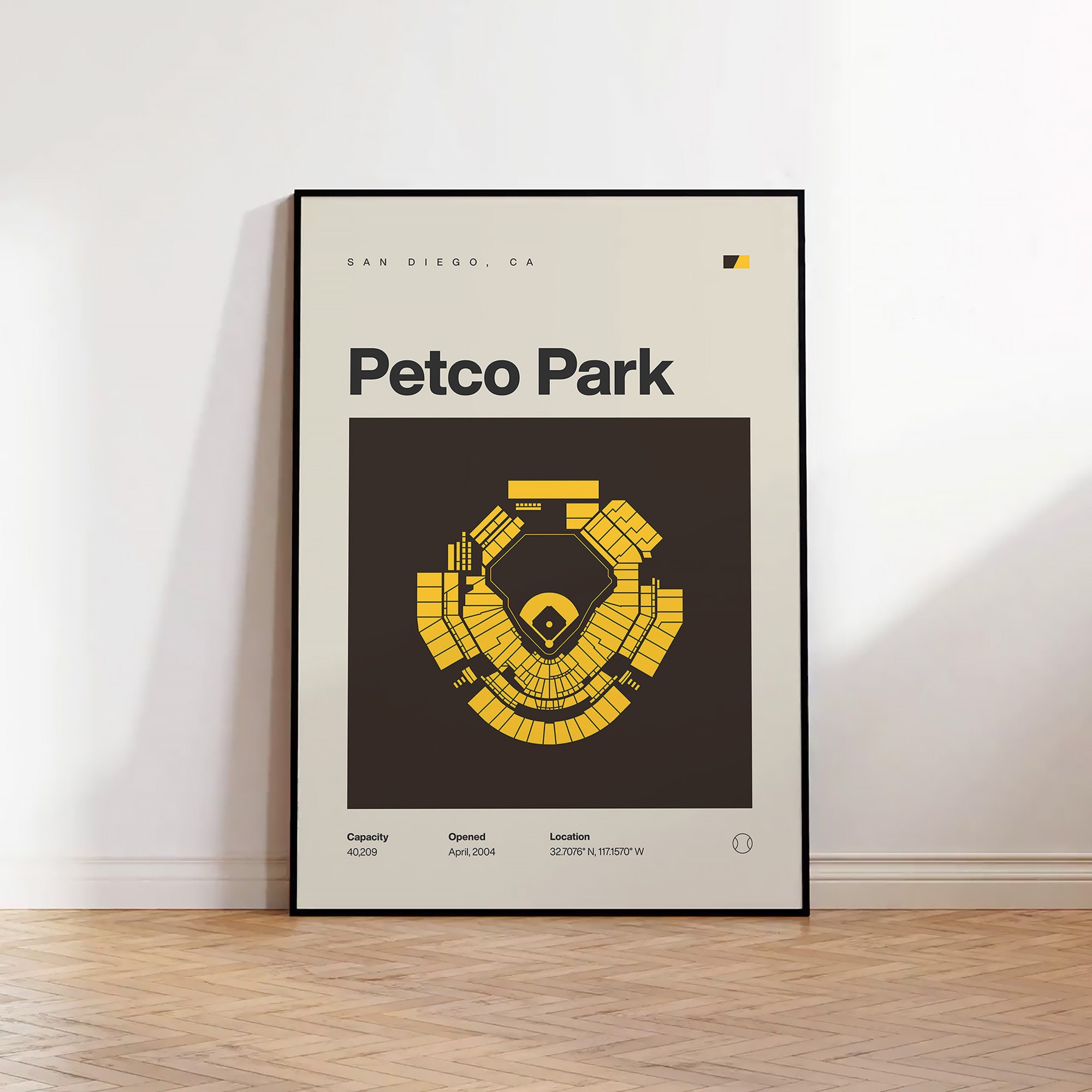 San Diego Padres Poster, Petco Park Stadium Print, Mid Century Modern Baseball Poster, Sports Bedroom Posters, Minimalist Office Wall Art