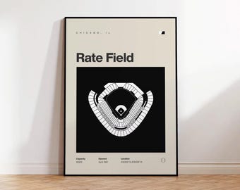 Chicago White Sox Poster, Rate Field Print, MLB Poster, Mid Century Modern Wall Art, Baseball Fan Gift, Sport Bedroom Poster