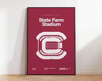 Arizona Cardinals Poster, State Farm Stadium Print, Mid Century Modern Football Poster, Sports Bedroom Posters, Minimalist Office Wall Art