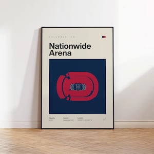 Columbus Blue Jackets Poster, Nationwide Arena Print, Mid Century Modern Hockey Poster, Sports Bedroom Posters , Minimalist Office Wall Art