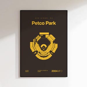 San Diego Padres Poster, Petco Park Stadium Print, Mid Century Modern Baseball Poster, Sports Bedroom Posters, Minimalist Office Wall Art