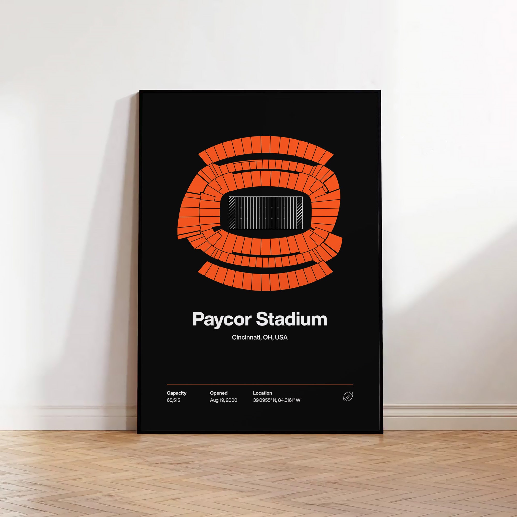 Cincinnati Bengals Poster, Paycor Stadium Print, Minimalist Football