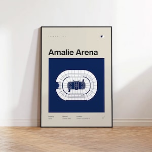 Tampa Bay Lightning Poster, Amalie Arena Stadium Print, Mid Century Modern Hockey Poster, Sports Bedroom Posters, Minimalist Office Wall Art