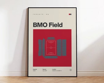 Toronto FC Poster, BMO Field Stadium Soccer Print, Mid Century Modern Football Poster, Sports Bedroom Posters, Minimalist Office Wall Art