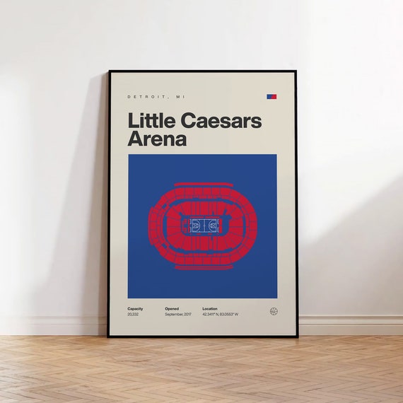 Detroit Pistons Poster, Little Caesars Arena, NBA Print, Mid Century Modern Basketball Wall Art, Basketball Gift, Sport Bedroom Poster