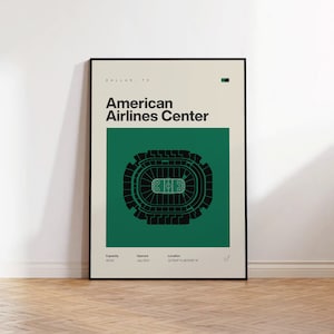 Dallas Stars Poster, American Airlines Center Print, NHL Poster, Mid Century Modern, Hockey Wall Art, Hockey Fan Gift, Sports Bedroom Poster