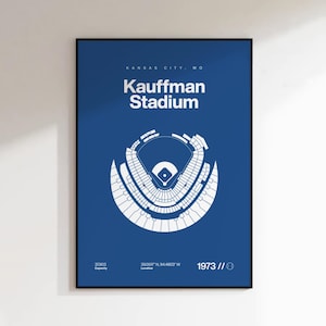 Kansas City Royals Poster, Kauffman Stadium Print, Mid Century Modern Baseball Poster, Sports Bedroom Posters, Minimalist Office Wall Art