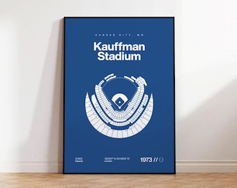 Kansas City Royals Poster, Kauffman Stadium Print, Mid Century Modern Baseball Poster, Sports Bedroom Posters, Minimalist Office Wall Art