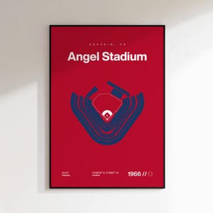 LA Angels Poster, Los Angeles Angel Stadium Print, Mid Century Modern Baseball Poster, Baseball Fan Gift, Sports Bedroom Posters