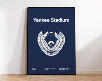 NY Yankees Poster, New York Yankee Stadium Print, Mid Century Modern Baseball Poster, Sports Bedroom Posters, Minimalist Office Wall Art