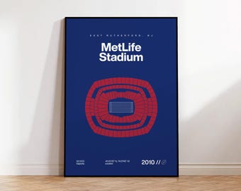 New York Giants Poster, NY MetLife Stadium Print, Mid Century Modern Football Poster, Sports Bedroom Posters, Minimalist Office Wall Art