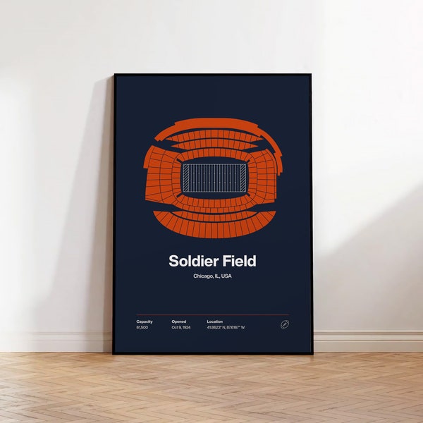 Chicago Bears Poster, Soldier Field Stadium Print, Minimalist Football Wall Art, Sports Fan Print Gift for Him