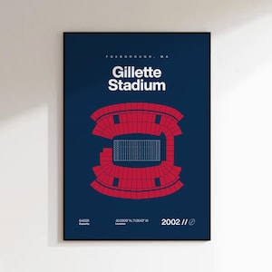 New England Patriots Poster, Gillette Stadium Print, Mid Century Modern Football Poster, Sports Bedroom Posters, Minimalist Office Wall Art