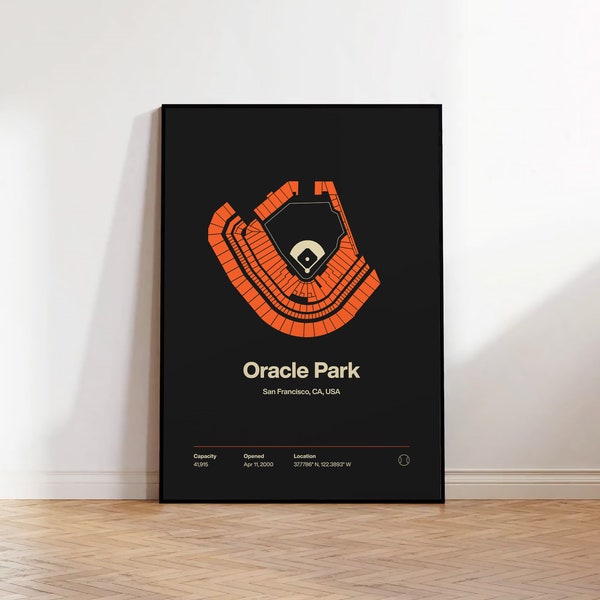 San Francisco Giants Poster,Orola Park Stadion Wandkunst, Minimalistischer Baseball Fan Druck Geschenk