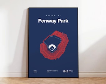 Boston Red Sox Poster, Fenway Park Stadium Print, Mid Century Modern Baseball Poster, Sports Bedroom Posters, Minimalist Office Wall Art