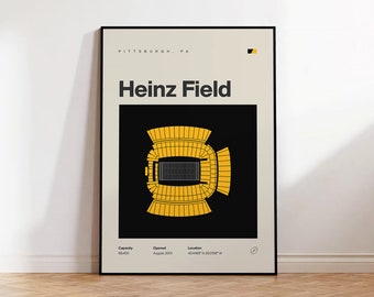 Pittsburgh Steelers Poster, Heinz Field Stadium Print, Mid Century Modern Football Poster, Sport Bedroom Posters, Minimalist Office Wall Art