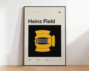 Pittsburgh Steelers Poster, Heinz Field Stadium Print, Mid Century Modern Football Poster, Sport Bedroom Posters, Minimalist Office Wall Art