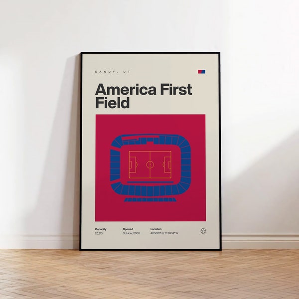 Real Salt Lake Poster, America First Field Stadium Print, Mid Century Modern Soccer Poster, Football Bedroom Art, Minimalist Office Wall Art