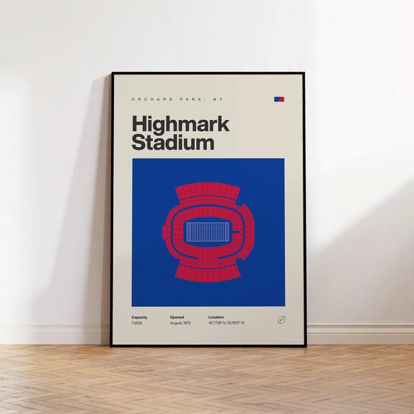 Buffalo Bills Poster, Highmark Stadion Druck, Mid Century Modern Fußball Poster, Sport Schlafzimmer Poster, Minimalistische Büro Wandkunst