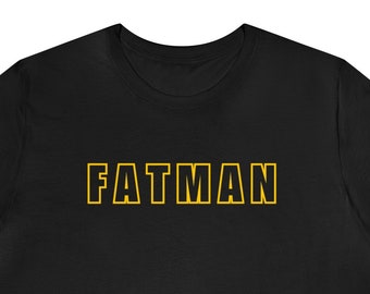 Fatman / Maglietta grafica divertente pipistrello supereroe obeso / Maglietta a maniche corte regalo divertente per nerd sovrappeso cavaliere ragazzo grasso