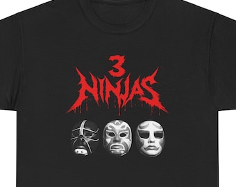 Ninjas | Black Metal Parody Graphic Tee | 90s Movie Nostalgia Unisex Heavy Cotton Tee