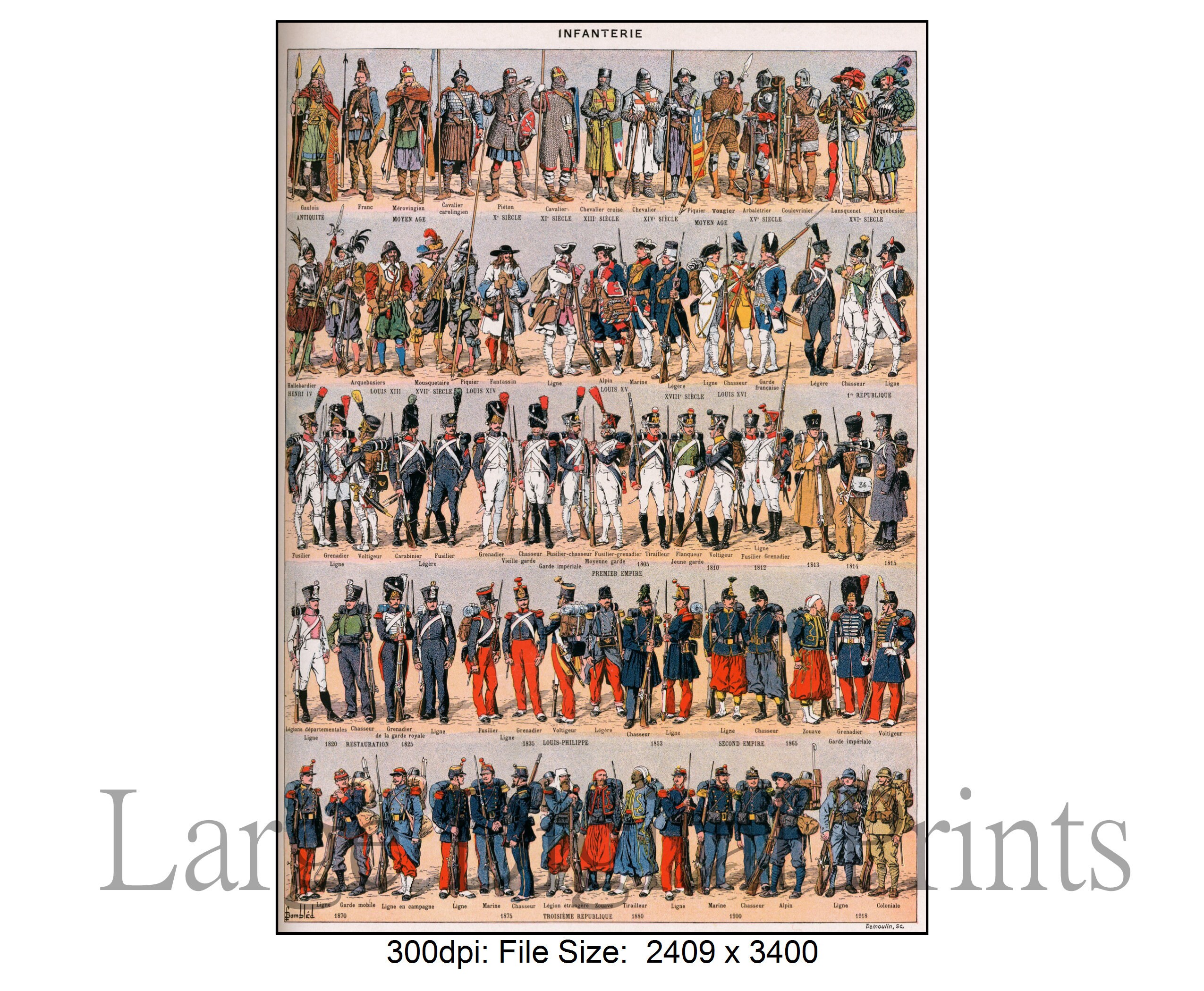 1930s Vintage Poster of the French Infantry Uniform