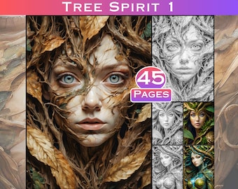Tree Spirit Grayscale Coloring Book: Celtic Tree of Life (Digital Download)