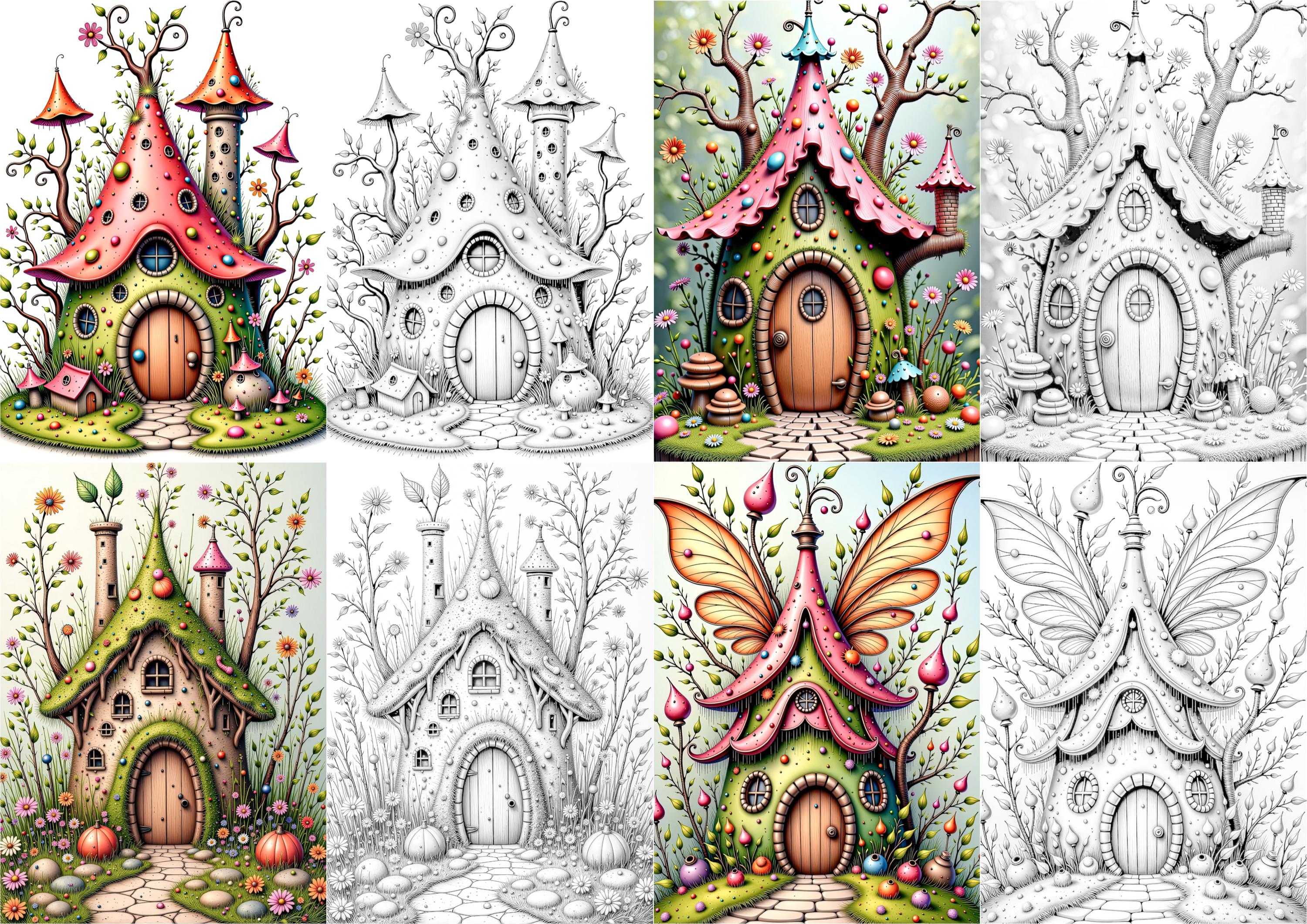 Enchanted Fairy Mushroom Villages Clipart & Coloring Book: 32 Pages ...