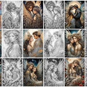 Fairy Passion Grayscale Coloring Book: Romantic Fantasy Art (Digital Download) image 4