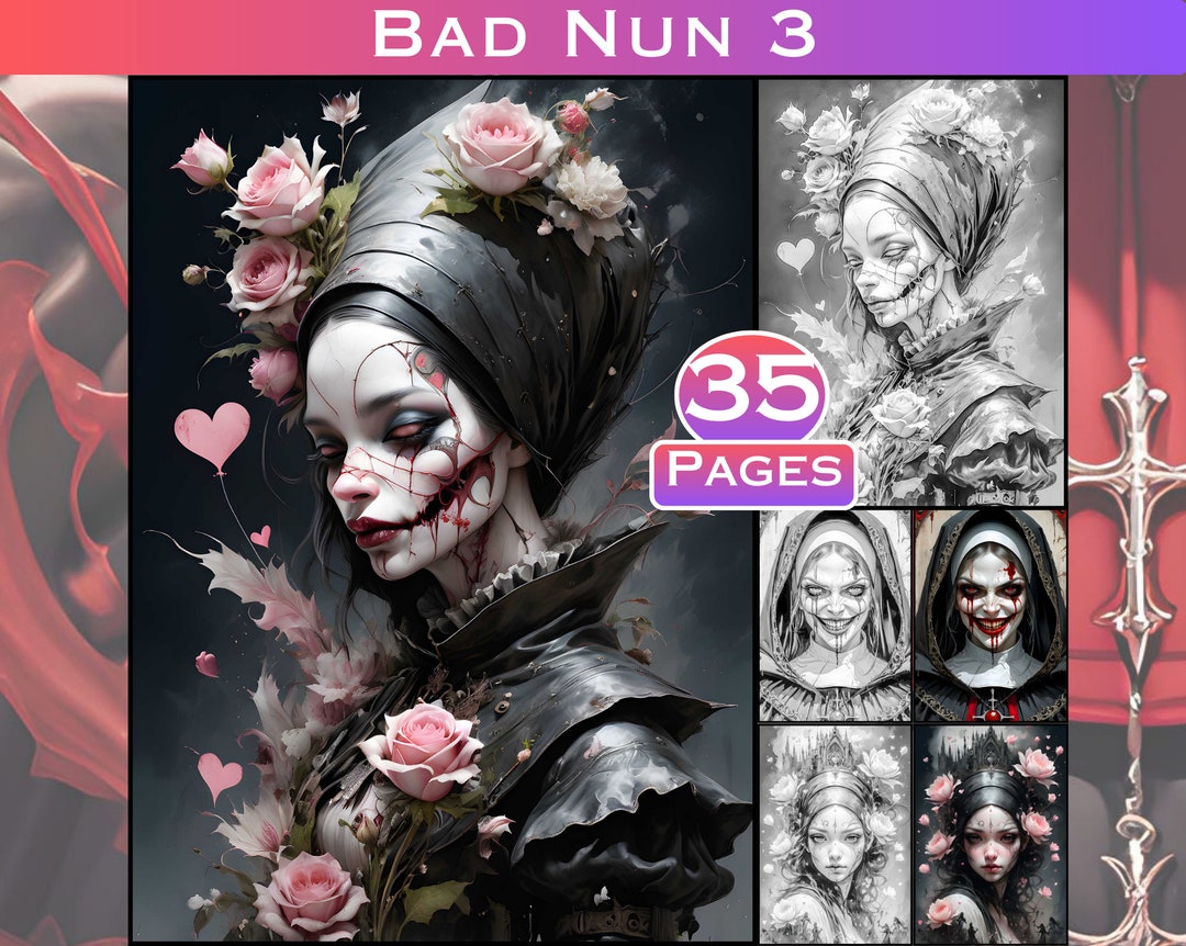 Bad Nun 3 of 3 Gothic Evil Nun Coloring Book to Print at Home ...