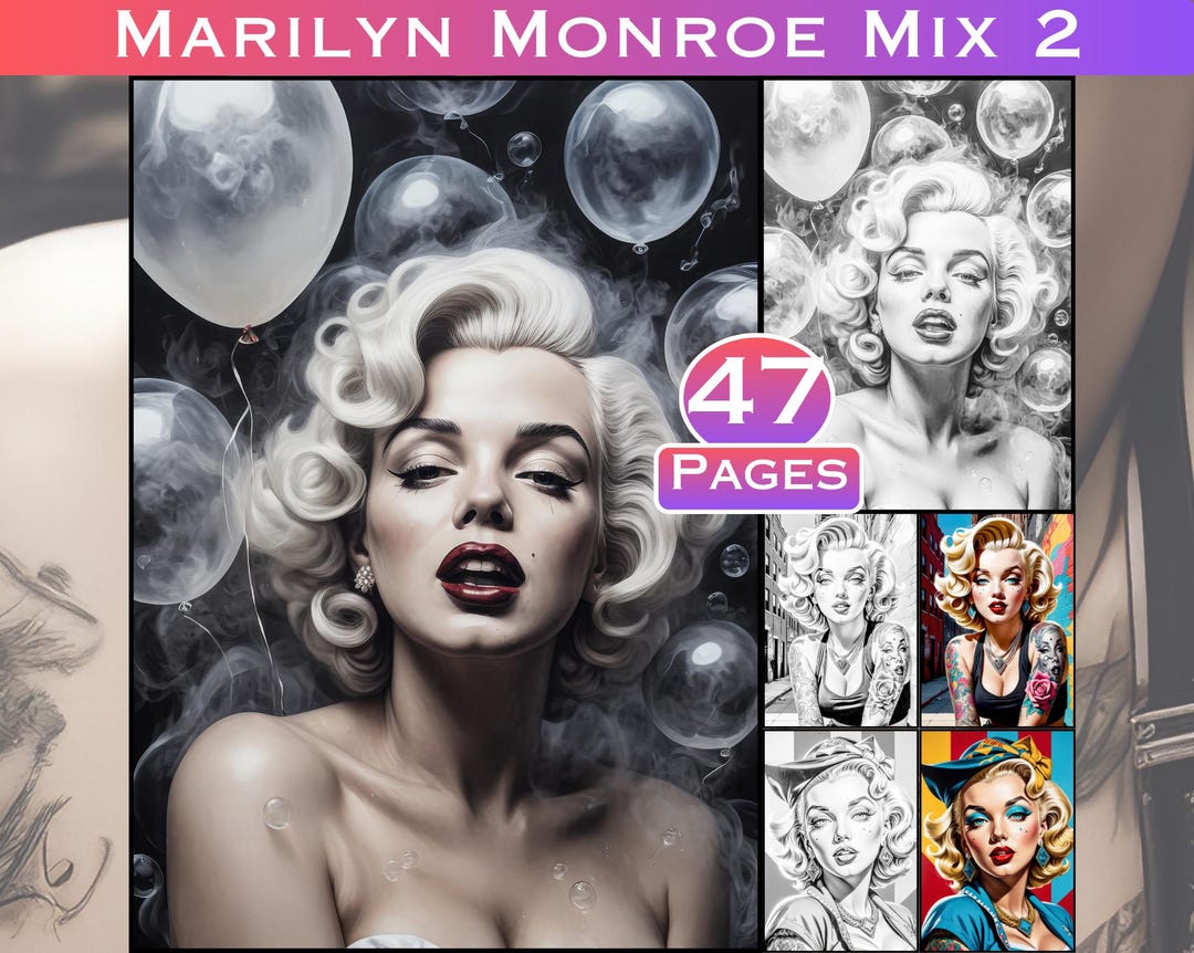 Marilyn Monroe Coloring Pages: 47 Grayscale Images for Adults ...